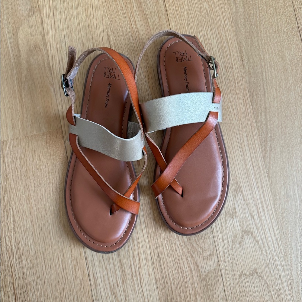 Time and Tru Tan and Brown Sandals